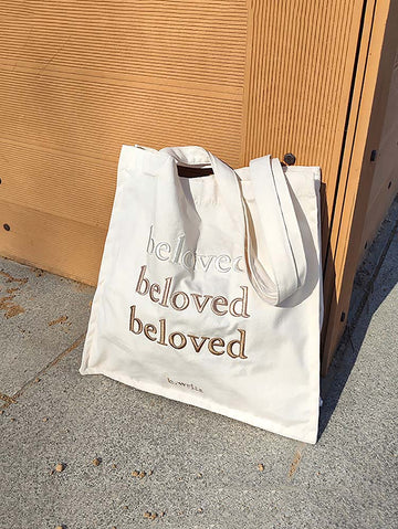 LETTER EMBROIDERED CANVAS BAG