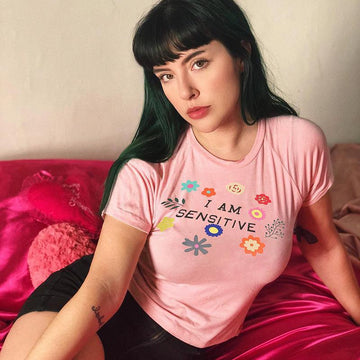 Letter Flowers Print Short Sleeves Crop Top