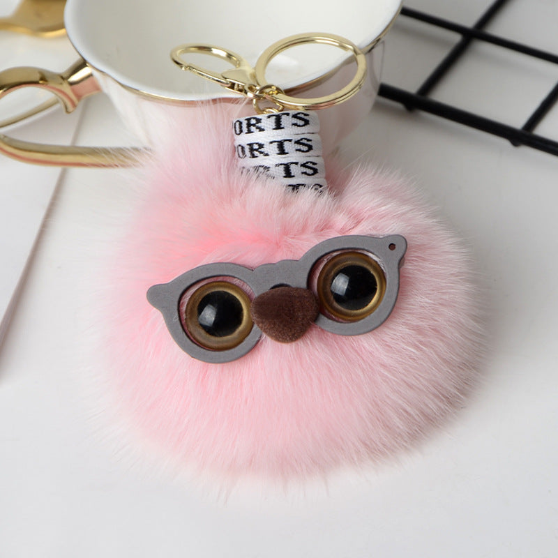 CUTE MONSTER DESIGN FOX FUR BAG CHARM KEYCHAIN ACCESSORY