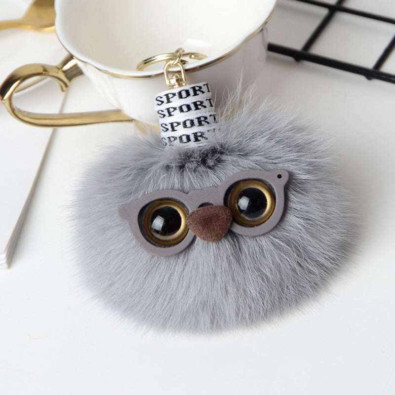 CUTE MONSTER DESIGN FOX FUR BAG CHARM KEYCHAIN ACCESSORY