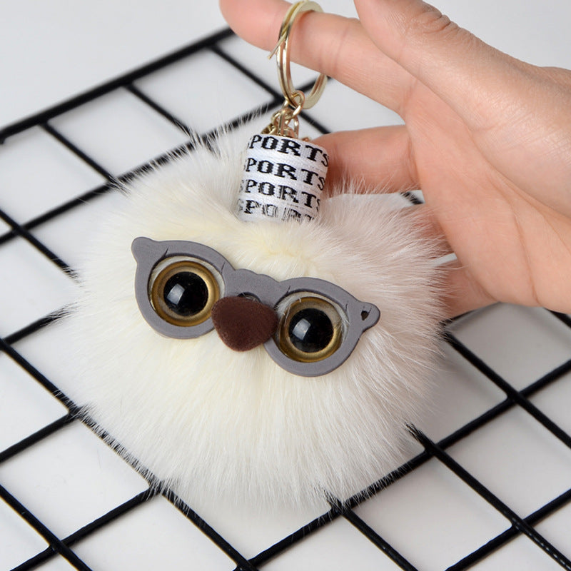 CUTE MONSTER DESIGN FOX FUR BAG CHARM KEYCHAIN ACCESSORY