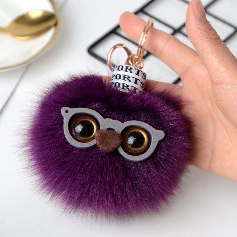CUTE MONSTER DESIGN FOX FUR BAG CHARM KEYCHAIN ACCESSORY