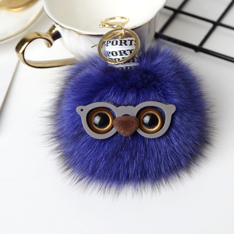 CUTE MONSTER DESIGN FOX FUR BAG CHARM KEYCHAIN ACCESSORY