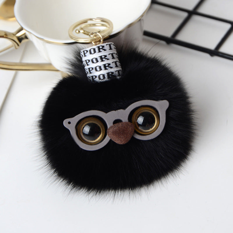 CUTE MONSTER DESIGN FOX FUR BAG CHARM KEYCHAIN ACCESSORY