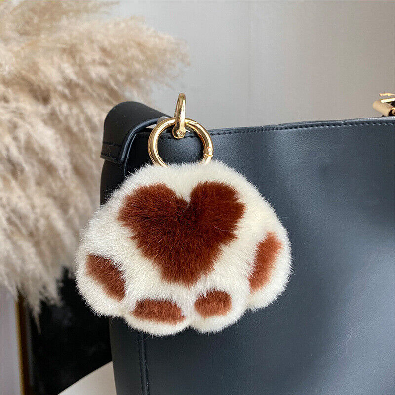 REAL RABBIT FUR POMPOM BALL KEYCHAIN HANDBAG CHARMS CUTE GIFT IDEA CAR ACCESSORY