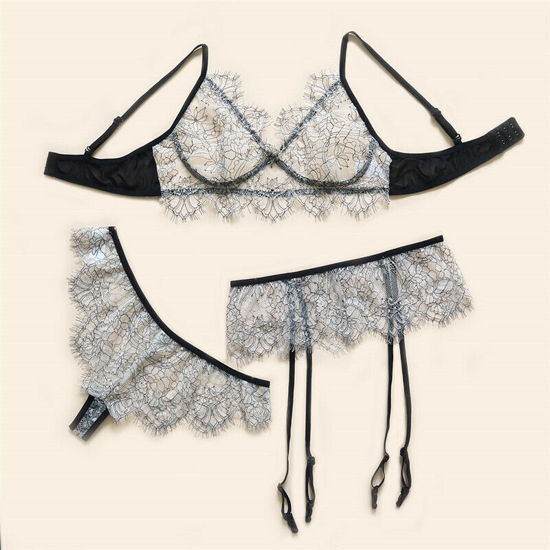 LACE GARTER THREE PIECE NIGHTDRESS
