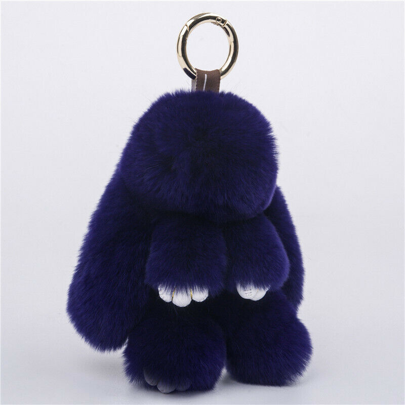 FUR KEYCHAIN HANDBAG REAL RABBIT FURRY FLURRY POMPOM CAR DECORATION