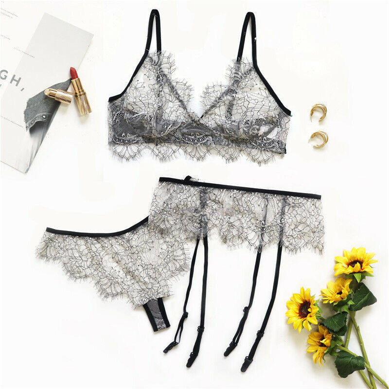 LACE GARTER THREE PIECE NIGHTDRESS