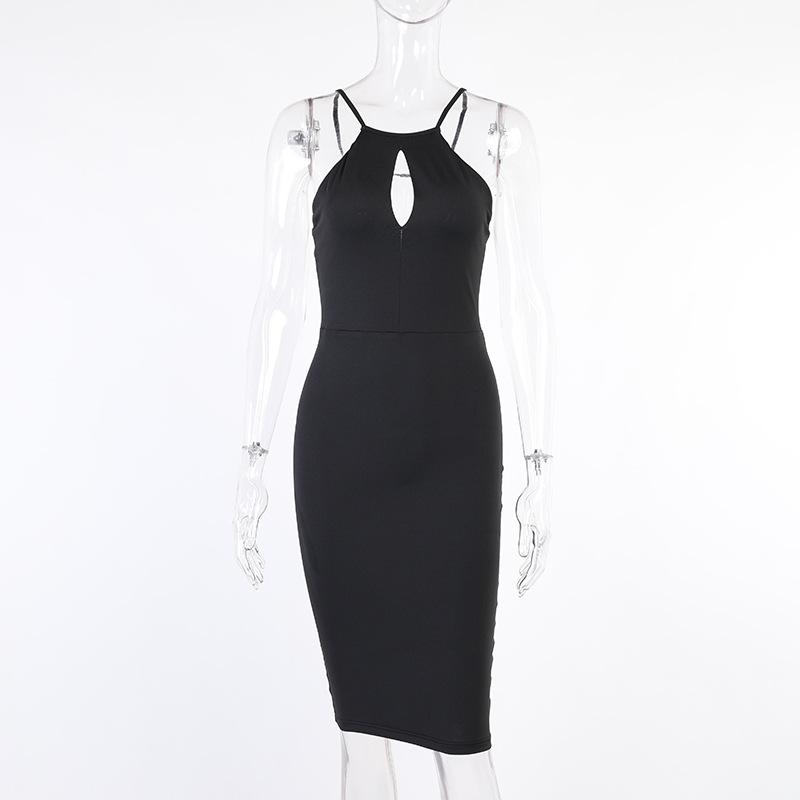 BLACKLESS HOLLOW OUT SUSPENDER BEACH DRESS