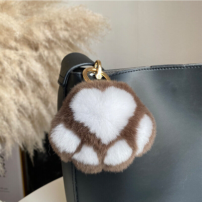 REAL RABBIT FUR POMPOM BALL KEYCHAIN HANDBAG CHARMS CUTE GIFT IDEA CAR ACCESSORY