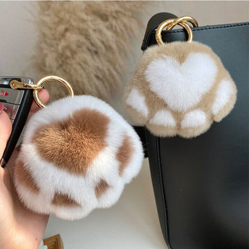 REAL RABBIT FUR POMPOM BALL KEYCHAIN HANDBAG CHARMS CUTE GIFT IDEA CAR ACCESSORY