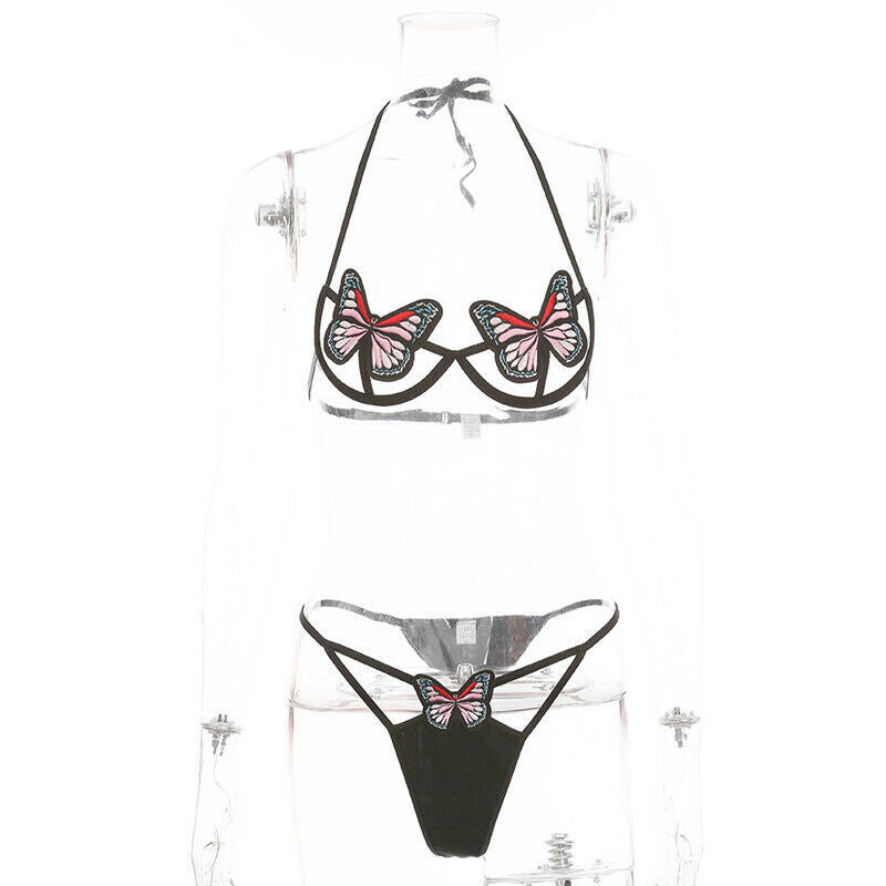 FASHION HOLLOWED OUT BUTTERFLY SPLIT BIKINI TWO-PIECE NIGHTDRESS