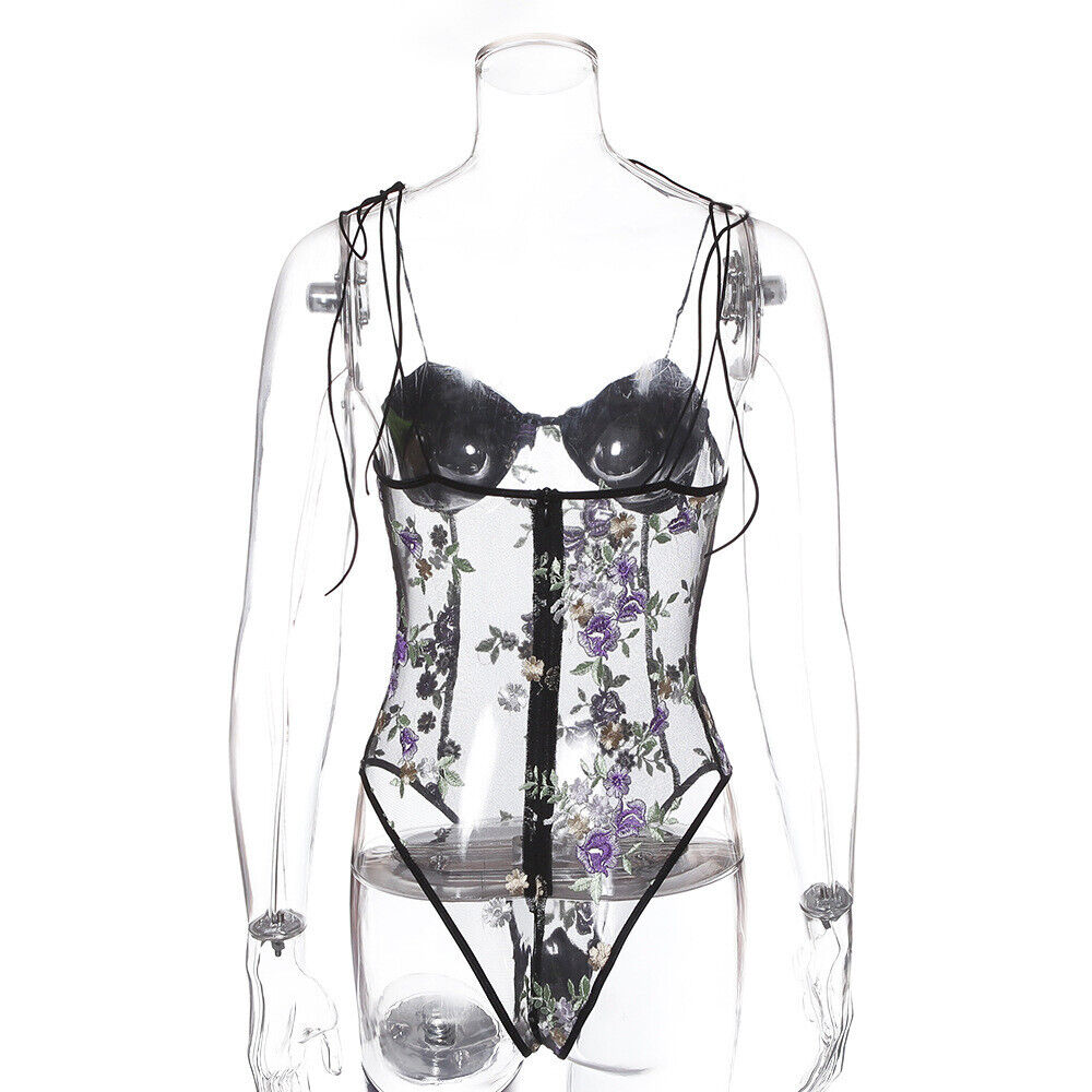 LACE EMBROIDERY FASHION PERSPECTIVE SEDUCTIVE ONE-PIECE SUIT