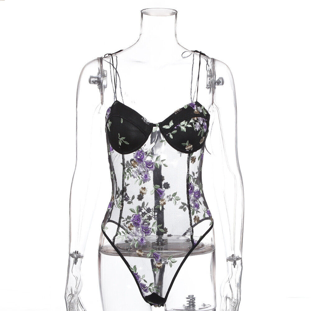 LACE EMBROIDERY FASHION PERSPECTIVE SEDUCTIVE ONE-PIECE SUIT