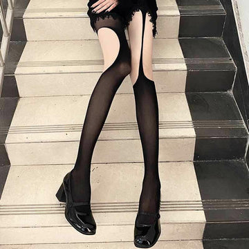 FASHION SUSPENDER INTEGRATED PANTYHOSE HOLLOW HIGH TUBE PANTYHOSE