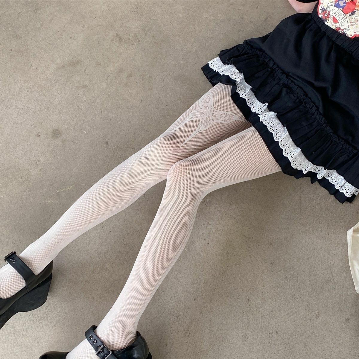 BLACK AND WHITE BUTTERFLY PANTIES NET SOCKS PUNK FASHION LOLITA SILK STOCKINGS