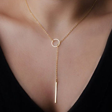 SIMPLE SOLID COLOR CIRCLE NECKLACE FOR WOMEN