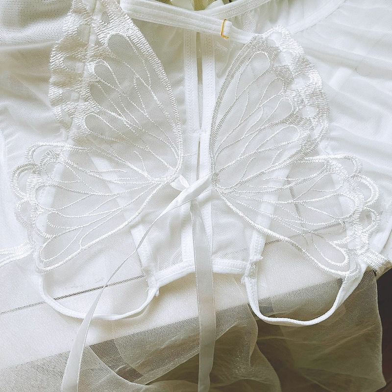 LACE UNDERWEAR HOLLOWED OUT LARGE BOW OPEN BAND MIDDLE WAIST BRIEFS