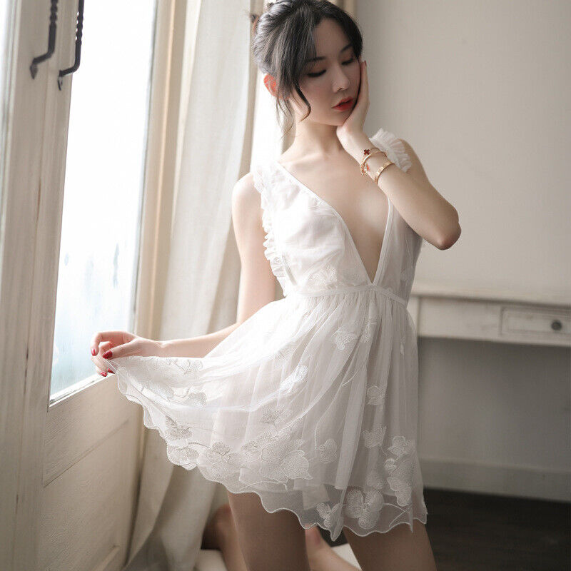 LACE BUTTERFLY EMBROIDERED FLOWER FEMALE NIGHTDRESS