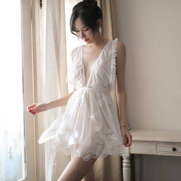 LACE BUTTERFLY EMBROIDERED FLOWER FEMALE NIGHTDRESS