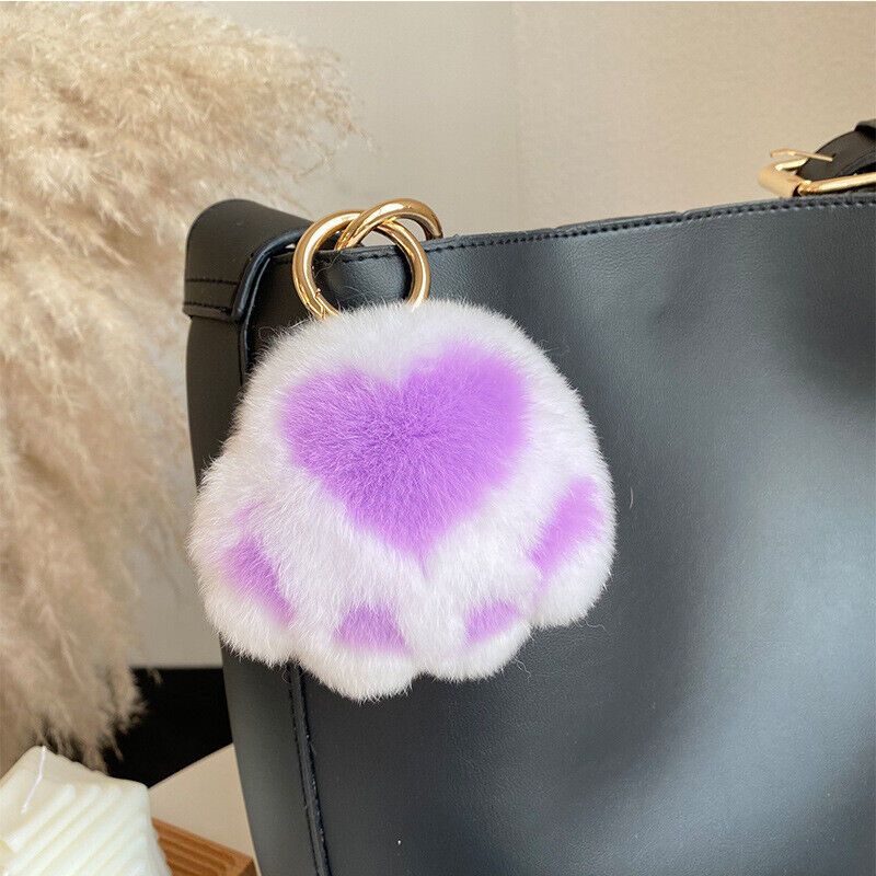 REAL RABBIT FUR POMPOM BALL KEYCHAIN HANDBAG CHARMS CUTE GIFT IDEA CAR ACCESSORY