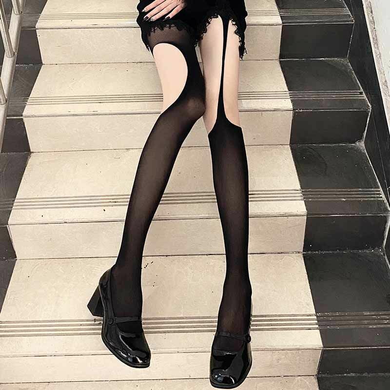 FASHION SUSPENDER INTEGRATED PANTYHOSE HOLLOW HIGH TUBE PANTYHOSE