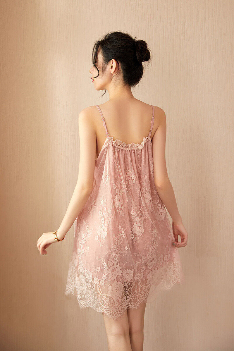 SEDUCTIVE LACE SUSPENDER PAJAMA SUIT NIGHTDRESS