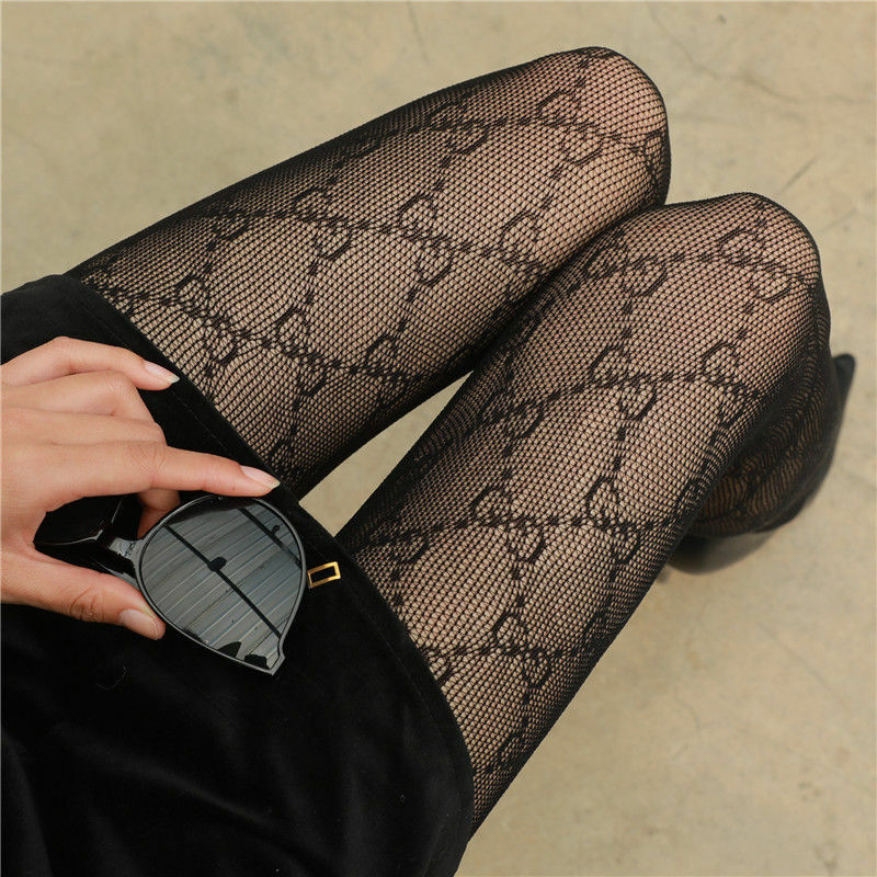 LACE MESH BOTTOMED STOCKINGS DOUBLE G PANTYHOSE