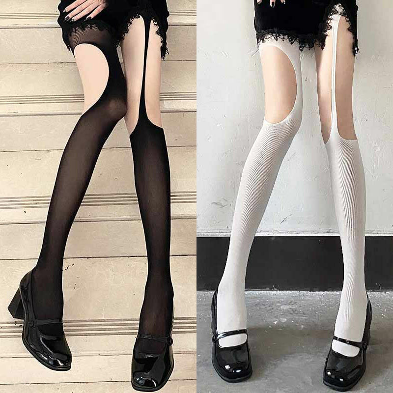 FASHION SUSPENDER INTEGRATED PANTYHOSE HOLLOW HIGH TUBE PANTYHOSE