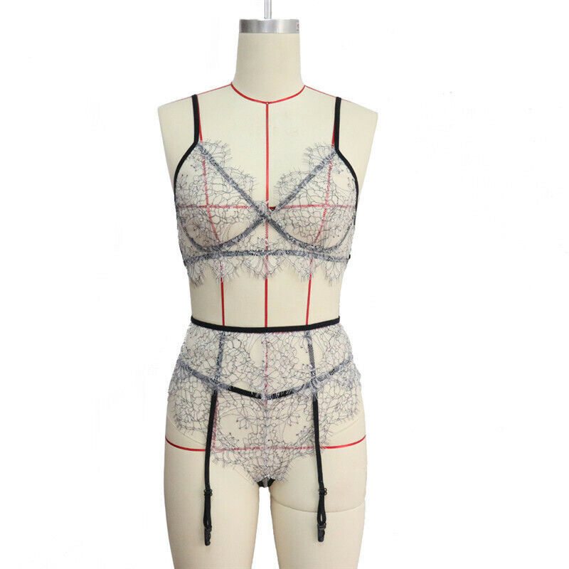 LACE GARTER THREE PIECE NIGHTDRESS