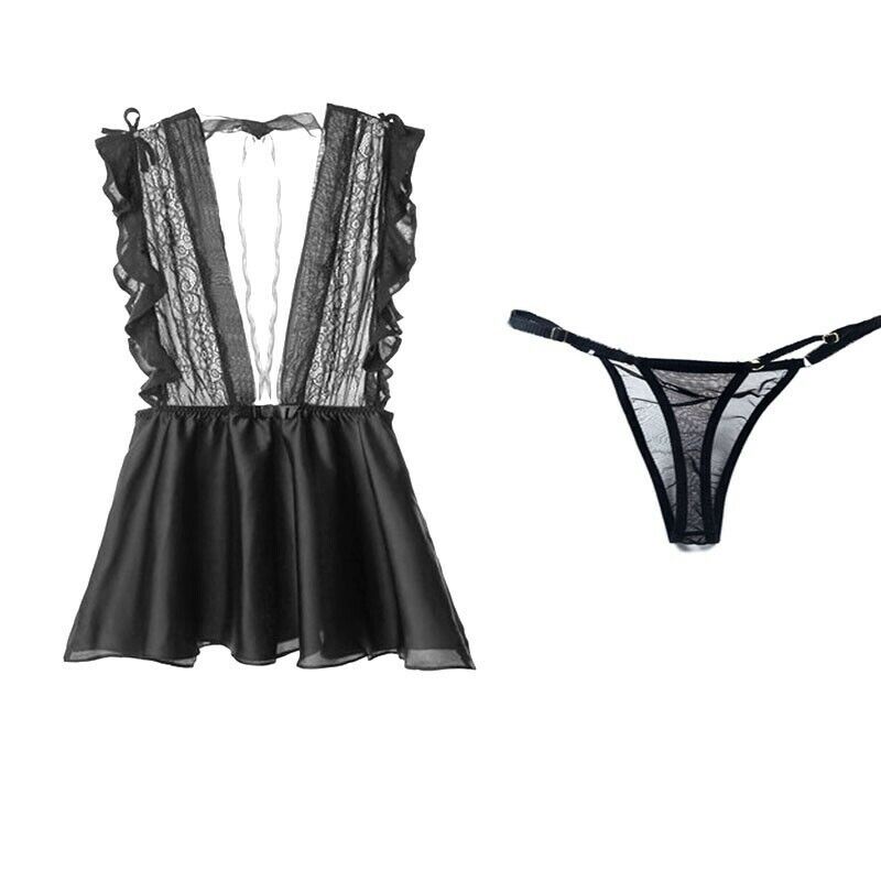 RUFFLE LACE UNDERWEAR UNDERWEAR NIGHTDRESS SUIT