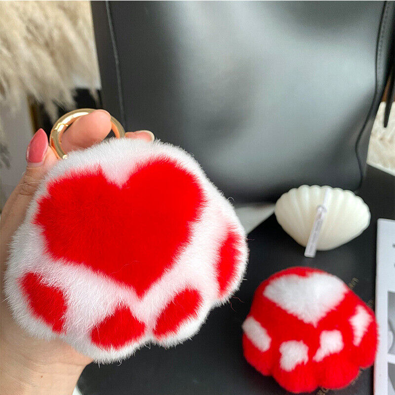 REAL RABBIT FUR POMPOM BALL KEYCHAIN HANDBAG CHARMS CUTE GIFT IDEA CAR ACCESSORY