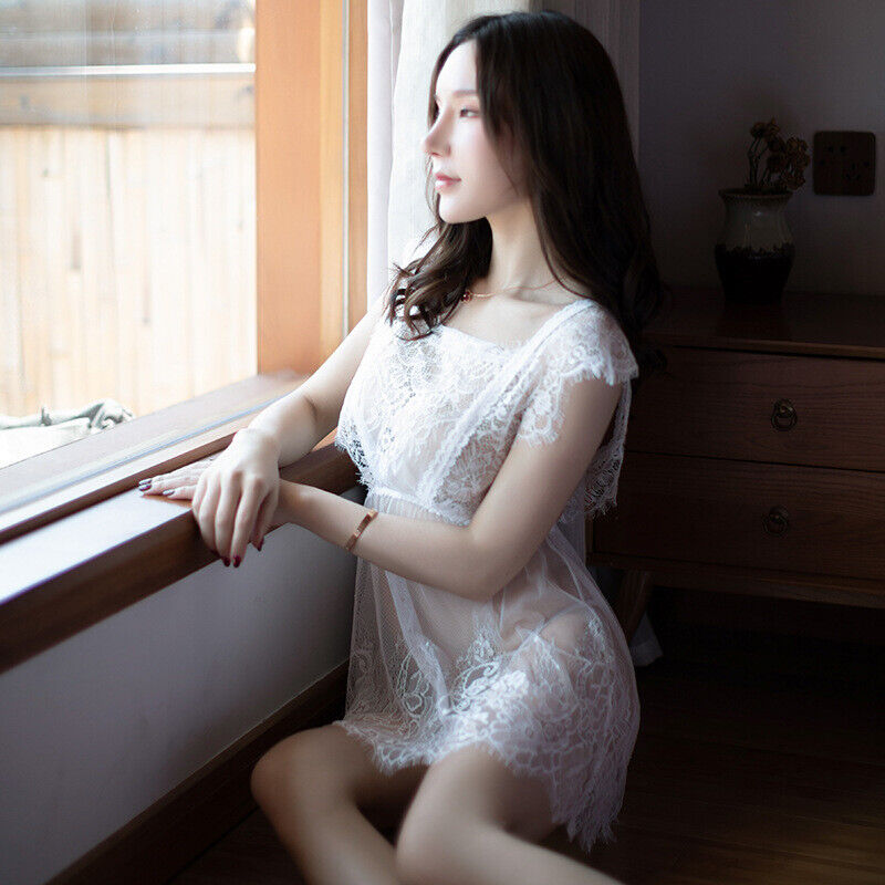 FASHION LACE UNDERWEAR BACKLESS SUSPENDER NIGHTDRESS SET