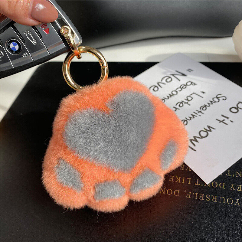 REAL RABBIT FUR POMPOM BALL KEYCHAIN HANDBAG CHARMS CUTE GIFT IDEA CAR ACCESSORY