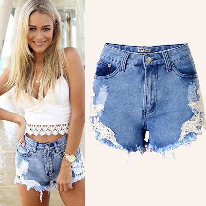 BOHEMIAN ROUGH EDGES PATCHWORK HOLE HIGH WAIST SHORTS
