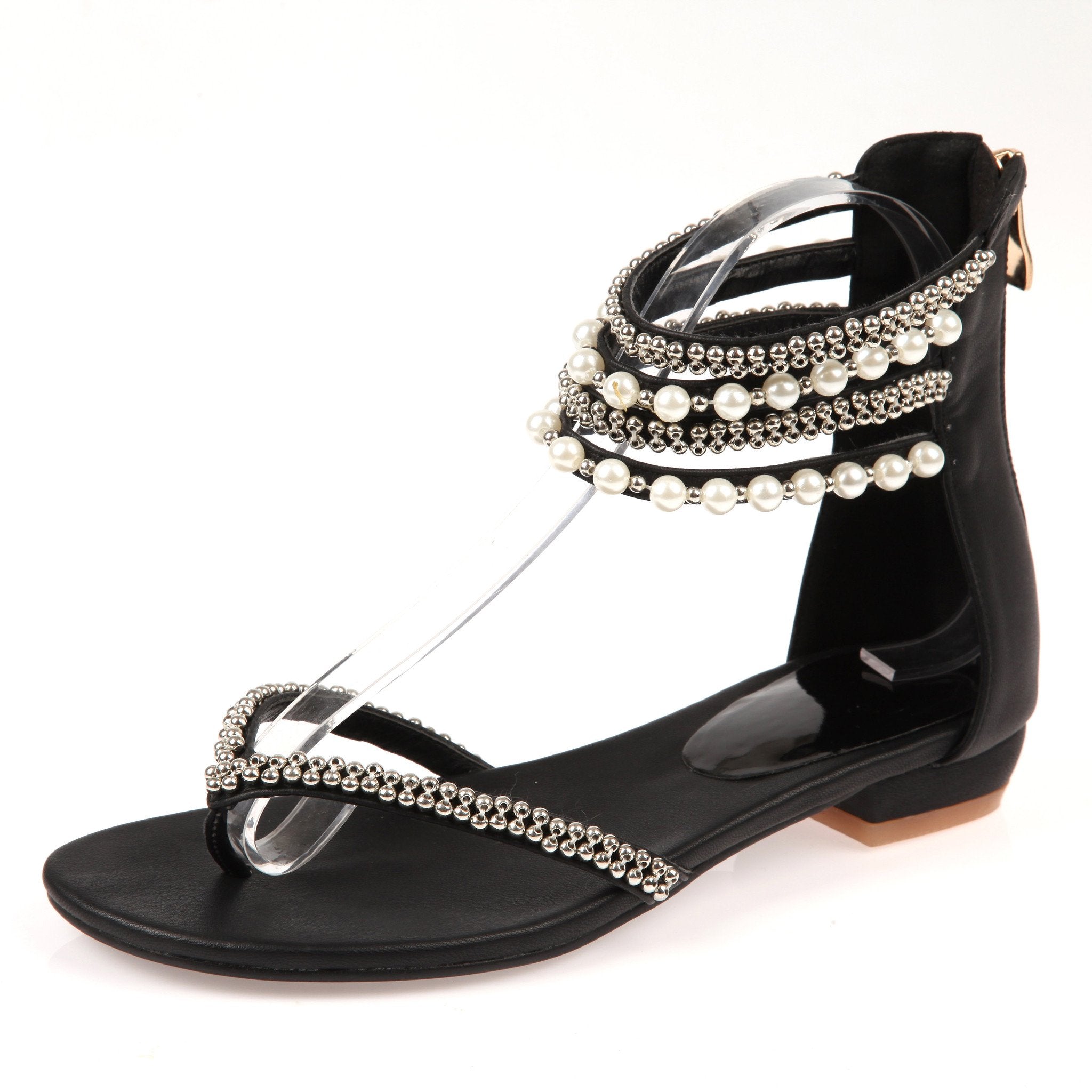 Free Shipping Clearence Beading Rhinestone Thong Women's Flat Flops Sandals