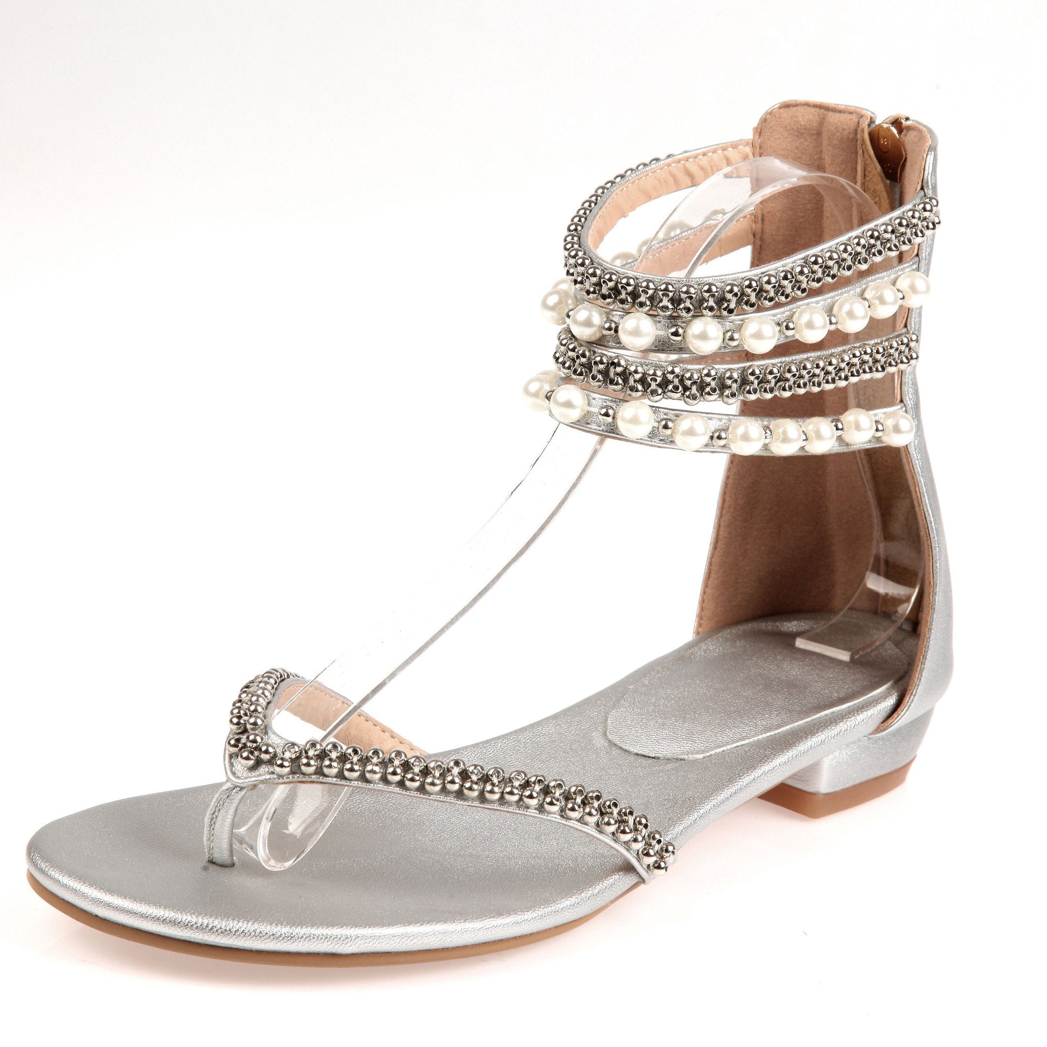 Free Shipping Clearence Beading Rhinestone Thong Women's Flat Flops Sandals