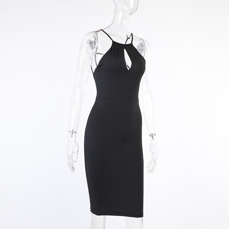 BLACKLESS HOLLOW OUT SUSPENDER BEACH DRESS