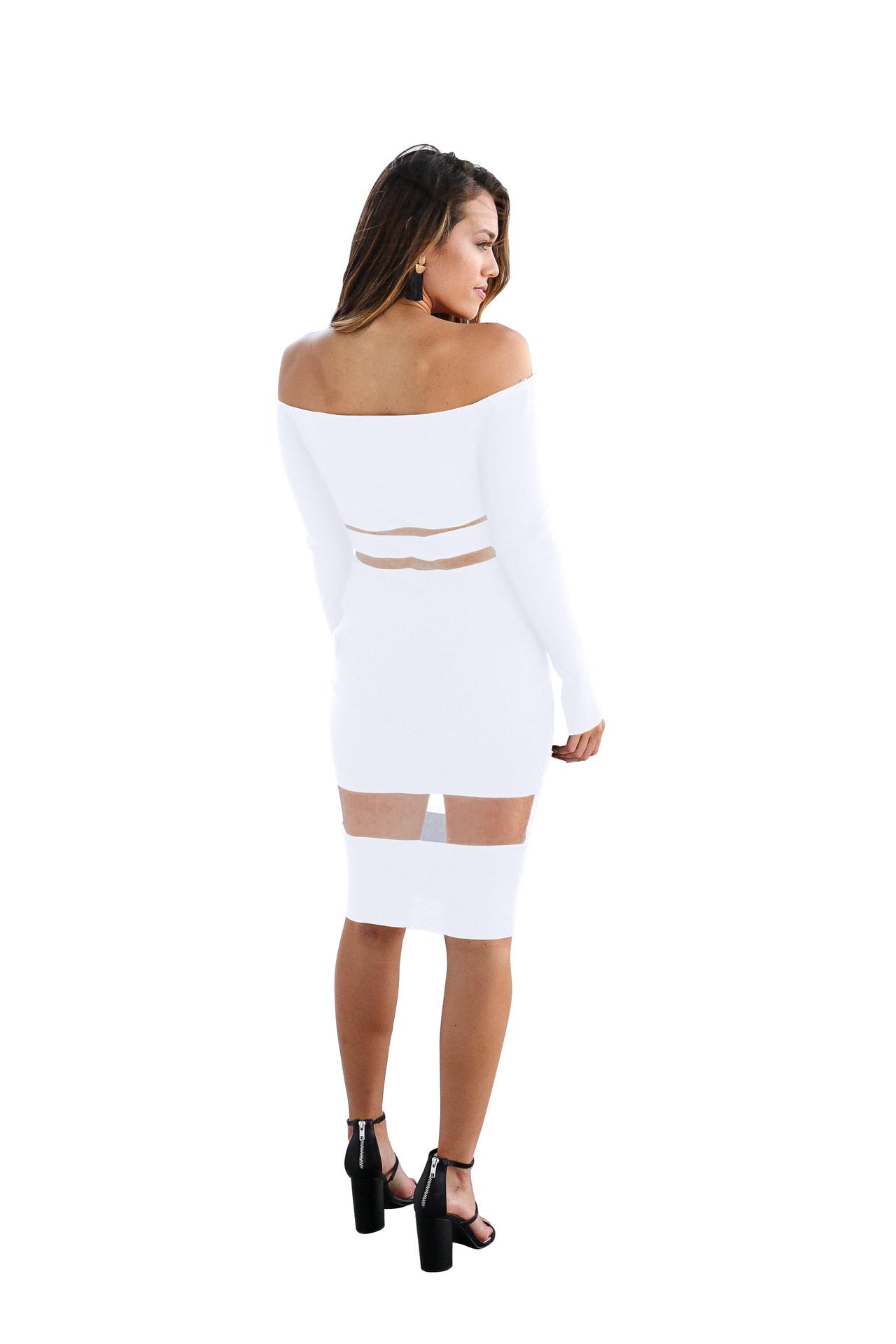 Slim Off Shoulder Long Sleeve Short Dress
