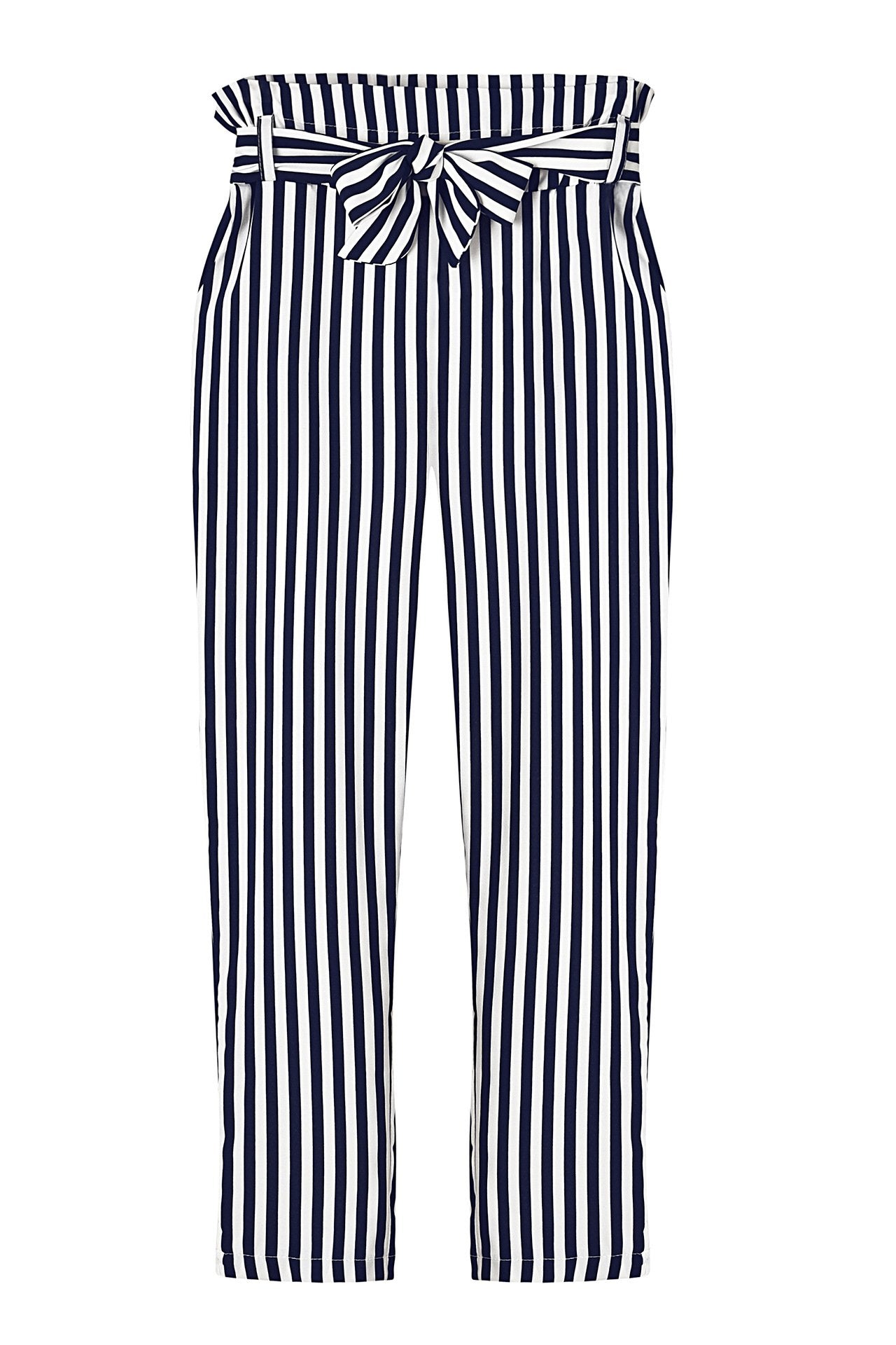 Striped Slim Strap Belt Long Skinny Casual Pants