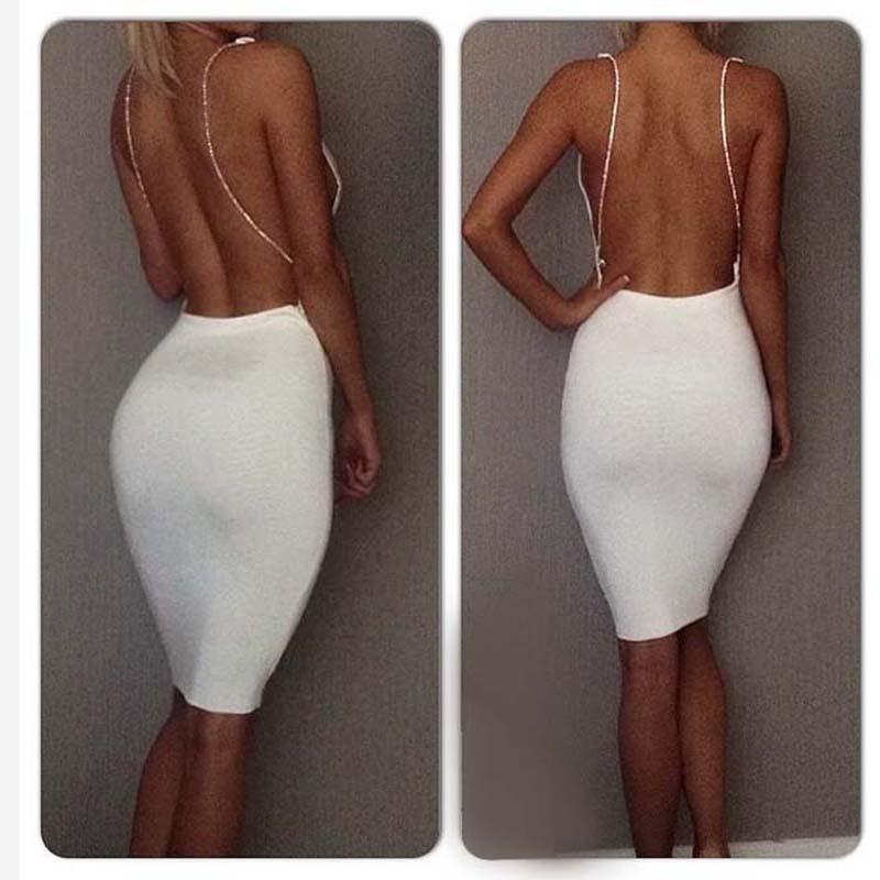 O-Neck Strap Backless Bodycon Casual Club Mini Dress