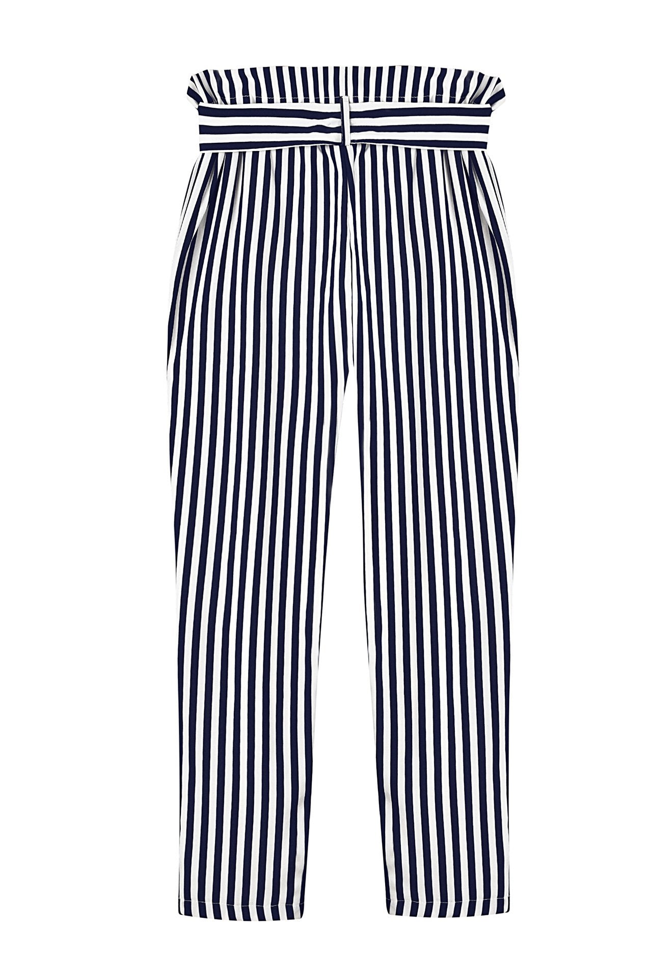 Striped Slim Strap Belt Long Skinny Casual Pants