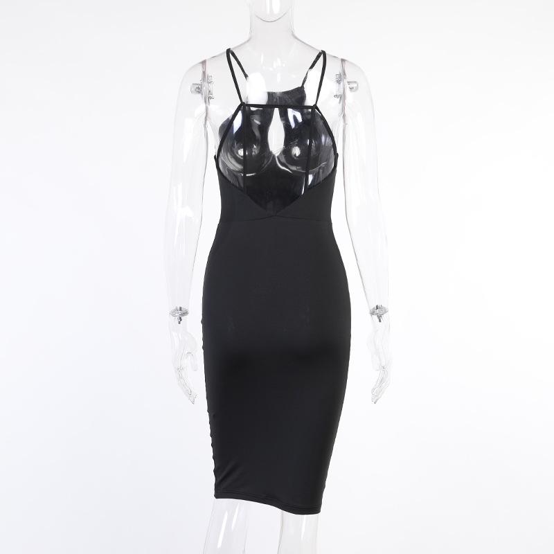 BLACKLESS HOLLOW OUT SUSPENDER BEACH DRESS