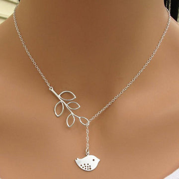 STYLISH WOMEN'S LEAF BIRD PENDANT NECKLACE
