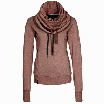 Cowl Neck Solid Color Womens Sweatshirt Hoodie
