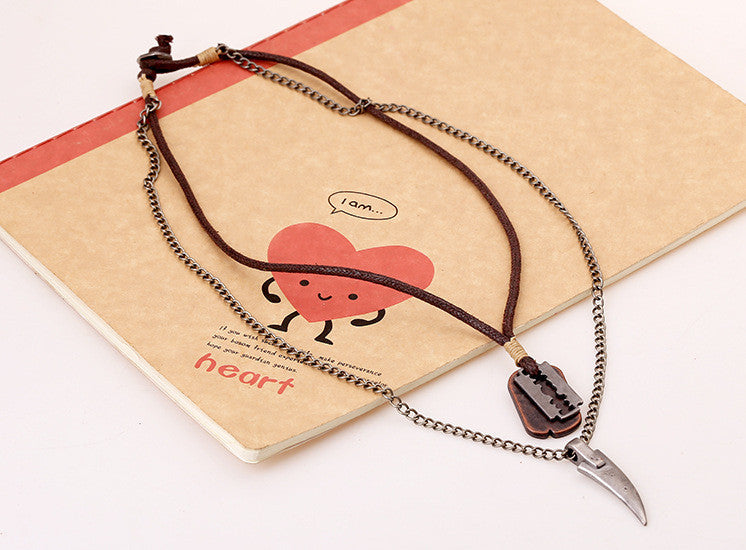 VINTAGE LEATHER FASHION ACCESSORIES PUNK NECKLACE