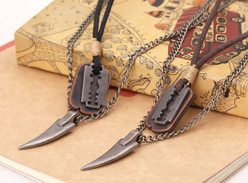 VINTAGE LEATHER FASHION ACCESSORIES PUNK NECKLACE
