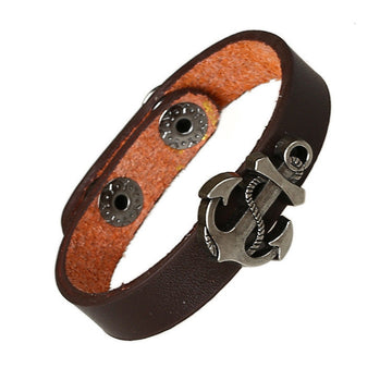 SIMPLE FASHION ANCHOR DECORATE LEATHER BRACELET