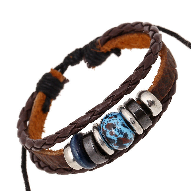 MAGNETIC BEADS LEATHER BRACELET
