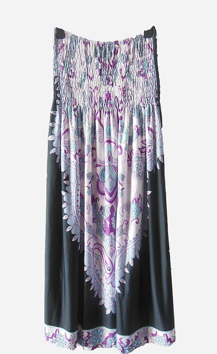 Sexy Strapless Floral Print Pleated Short Beach Dress